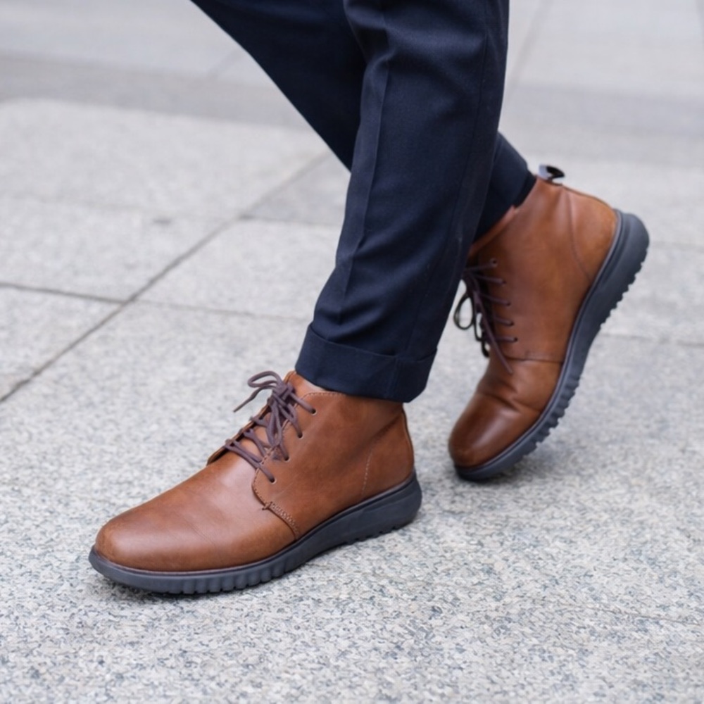Cole Haan ZerøGrand Chukka Boots Mens 12M Brown Leather C26944 Grand.OS Comfort